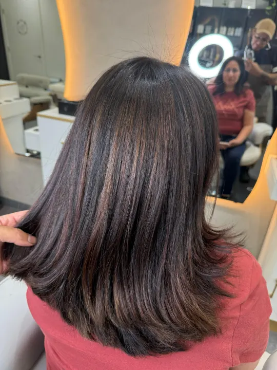 Hair styling and color by the salon team